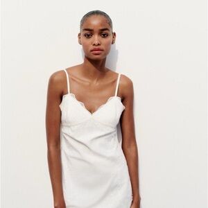 NWT❗️ Zara Embroidered Short Dress with Lace Detail White Size L